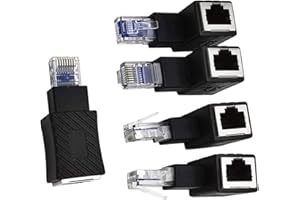 innov8 90 Degree RJ45 Male to Female Extension Cat5 Cat6 Lan Network Connector Ethernet Adapter for Computers, Laptops, Routers (Straight+Up+Do+Ri+Left)