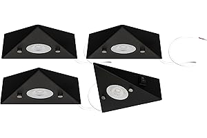 TRANGO 6740-45 Lot de 4 éclairage d'armoire de cuisine noir mat *COOK* encastrable - spot encastré avec module LED 4x 4,8 watts 3000K lumière triangulaire blanc chaud - 230V extensible