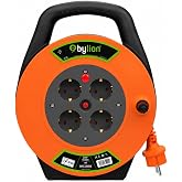 Makaralı Uzatma Kablosu, 4 Prizli, IP44, Dış Mekan Uzatma Kablosu, Termal Koruma, G&uuml;&ccedil; G&ouml;sterge Işığı, 16A, 250V, Bah&ccedil;e, At&ouml;ly