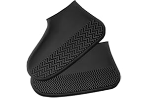 KMZ Waterproof Shoe Covers Reusable Silicone Shoe Protector Folding Non Slip Overshoes for Men Women, Rain Shoe Covers for Use In Rainy Days Outdoor (Black)