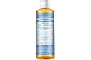 ‎DR. BRONNER Dr. Bronners 18-IN-1 Naturseife | Organic Flüssigseife | Baby Mild ohne Duft | Duschgel, Handseife, Shampoo und vieles mehr | Mit Bio Ölen | Fair Trade | 240 ml