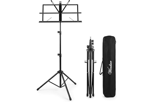 Windsor Réglable Musique Feuille Pliable Stand avec Mallette de Transport Noir