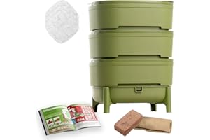 MOUTTA WORMcube Grün Design & Compact I 3-Etagen-Wurmkomposter I Komplett-Set I Stoppfilter zum Ertrinken von Würmern