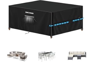 SIMPHAUS Pokrowiec na meble ogrodowe Pokrowiec ochronny na stół ogrodowy, wodoodporny pokrowiec na meble ogrodowe, pokrowiec na zestaw ogrodowy z powietrzem, 420D Oxford odporny na promieniowanie UV,