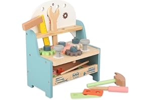 FAYDUDU Kids Tool Box Wooden Kids Tool Set Boys Girls Toys Age 2 3 4, Montessori Wooden Tool Toys Birthday for 2+ Year Old Boy Girl, Role Play Educational Construction Toddler Toys (Small)