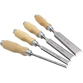 Narex (Made in Czech Republic) 4 pc set 6mm (1/4), 12 (1/2), 20 (3/4), 26 (1 1/16) mm Woodworking Chisels 863010 by Narex