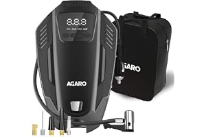 AGARO Primo High Power Digital Tyre Inflator for Car, Air Inflator Car Accessories, 120 Watt Air Pump with 12V Plug, Upto 150 Psi, Emergency LED Light, Compact & Portable Air Compressor