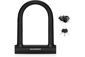ROCKBROS Antivol en U de Vélo 3 Clés Cadenas Vélo Avec Support Serrure U-Lock Acier Allié Haute Résistance Vélo Électrique Moto Vélo Pliant Trotinette Scooter Noir Rouge
