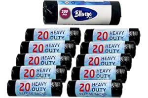 Bllu Eye 200 x Black Bin Bags Refuse Sacks Bin Liners Heavy Duty - (18x29x39 inches)|