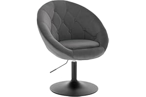 WOLTU Poltroncina da Bar Sgabello Girevole Sedia con Schienale Braccioli in Velluto Altezza Regolabile Grigio Scuro