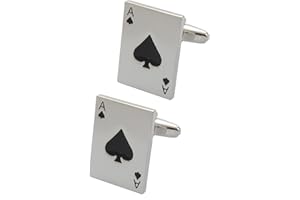 COLLAR AND CUFFS LONDON - Spinki do mankietów premium z pudełkiem prezentacyjnym - As of Spades - paczka kart - Poker Magic Magician Game - kolor srebrny, Stal nierdzewna, srebro, mosiądz, Bez kamienia