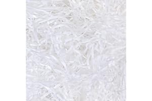 JIYIN 100 g biały rozdrobniony papier bibułowy do pakowania pudełek prezentowych, miękkie prezenty z rafii, wypełniacz, materiał wypełniający do koszy prezentowych i toreb, odpowiednia impreza