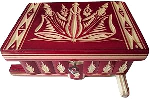 AZI Nuova bella magia di legno misteriosa scatola segreta mano difficile scatola intagliata (Rosso)