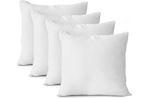 MANEMI Relleno Cojin 40x40cm, Funda de Tela Peinada Extra Suave, Almohada de Fibra Huesca siliconada Virgen, Cojin para Sofa o Cama - Blanco, Set 4 Unidades