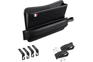 Resszo Stockage D'écart de Siège de Voiture, Boîte de Rangement en Cuir Synthétique avec Trou pour Câble Boîte Rangement Siège D'auto pour Téléphones Portables, Clés (B)