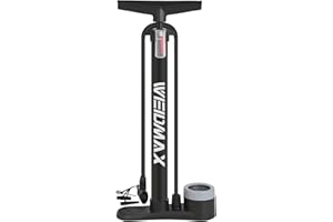 WEIDMAX Bike Pump with Pressure Gauge, Portable Bicycle Pump with Presta and Schrader Valves, Bike Tyre Pump Cycling Floor Pump Track Pump for Road Bike MTB Sports Balls, etc. (160PSI)
