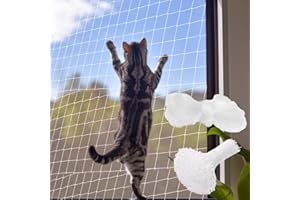 AVCXEC Filet de sécurité pour Chat, 5 x 10m Filet Chat Balcon sans Percage Grillage Plastique Blanc Filet de Clôture avec 100 Cordes de Fixation Filet de Protection Chat pour Balcons Fenêtres Jardins