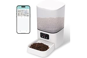 EULEUY 6L Automatic Cat Feeder with App Control and Timer,2 Power Supply,Pet Food Dispenser 5G/2.4G WiFi,Pet Smart Feeder,Customize Meal Plans for Dogs(White)