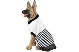 Lulala Dog Sweaters for Small Dogs, Dog Christmas Sweater, Turtleneck Small Dog Sweater for Female Male, Solid Dog Winter Sweater (White-Black-22 Inch)