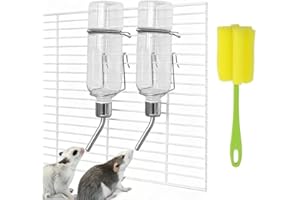 VGECEE Lot de 2 Bouteille d'eau pour Hamster Abreuvoir pour Lapins 350 ML - avec Support - Biberon Hamster Biberon Lapin Nain pour Cage Dispensateur d'eau Distributeur d'eau pour Animaux de Compagnie
