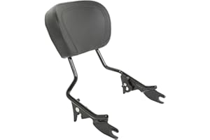 XMT-MOTO Sissy Bar amovible avec coussinet de dossier pour Harley Davidson Touring Road Glide FLTRX Electra Glide FLHT Road King FLHR Street Glide FLHX 2009 et ultérieurs, noir brillant