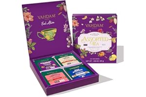 VAHDAM, Assorted Tea Gift Set | Classic Box - 24 Unique Flavor in Individually Wrapped Pyramid Tea Bags | Ideas for Tea Lovers | Gifts for Women & Men