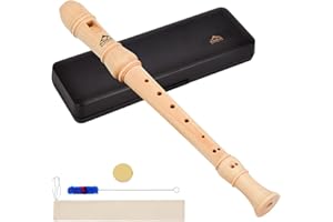 Eastrock Flûtes à Bec Soprano en Bois Flute à bec Soprano Doigté Baroque pour étudiant Adulte Flute a bec Bois Set Cadeau Fête (3 Parties,Baroque)