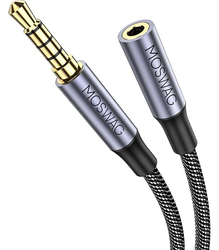 JZK Cable Alargador De Audio 3.5mm De 3 Metros – Macho A Hembra Con Nailon Trenzado Para Auriculares, MP3 Y Altavoces