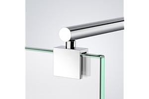Heilmetz Barre stabilisatrice pour paroi de douche, épaisseur de verre, 8 à 10 mm, paroi de douche, en acier inoxydable, 70 à 120 cm, ronde (1 paquet)