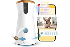 Furbo Caméra pour Chien 360° - Pack avec alertes de sécurité Maison [ABONNEMENT Premium]: Caméra HD Intelligente avec app, Vision Nocturne, Suivi Auto, Lancer de friandises, Alerte aboiement avancée
