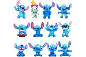 LGQHCE Decoración de Pasteles de S-titch, Cake Topper Decoración de Tortas de S-titch, Artículos de Fiesta de Cumpleaños para Niños animación, Decoraciones de Fiesta de para Niños 12PCS