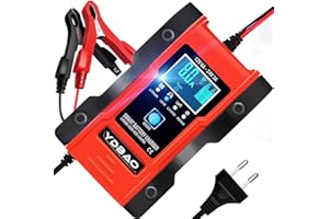 YDBAO Chargeur de Batterie Intelligent Automatique 6A 12V/24V Efficace Fonction Mémoire et Réparation pour Auto Moto etc Lithium LiFePO4 et Plomb