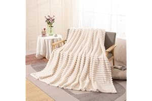 ENEN Warm Kuscheldecke Flauschig Tagesdecke Fleecedecke Flanell Decke Sofadecke Für Couch Wohndecke Wendedecke als Wohnzimmerdecke oder Sofaüberwurf (120x200cm,Beige)