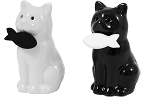 FISURA. Fisura - Salière et poivrière originales Salières et poivrières de table aux formes amusantes. Ensemble de salières et poivrières en céramique.Salière et poivrière de table (Chats, noir et blanc)