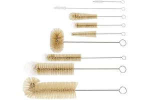 ‎MASTHOME Masthome Flaschenbürste Set,9-teiliges Reinigungsbürsten mit Langem Griff, Flaschenbürsten mit Flauschiger Pomponkopf,Flaschenreiniger Bürste für Strohhalm, Milchflasche, Weinglas