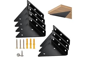 WEERSTONE Shelf Brackets Invisible Triangle Wall Brackets Hidden Wall Shelf Brackets Wall Mounting, Floating Shelf Brackets for Warehouse Shelf, Bookshelf, Kitchen Shelves (Black 8 Pack)