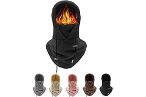 JYNKID Sherpa Hood Ski Mask, Fleece Balaclava Hood Scarf for Women & Men Cold Weather, Adjustable Windproof Winter Mask Warm Mask Cover Hat Cap, Thermal Scarf Hat for Skiing Riding Cycling