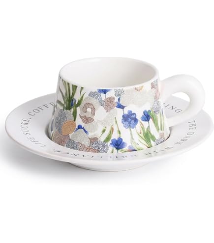 Lot De 11 Coupelles/soucoupes En Porcelaine Blanche – Décor Floral – Diamètre 13,2 Cm