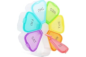 UWOBEFO Pastillero Semanal 1 Toma, Pill Organizer, Pastillero Pequeño de Fácil Apertura, Caja de Pastillero Diario, Pastillero para 7 días, Pastillero de Viaje, Pastilleros para Guardar Medicamentos, Vitamina
