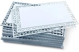 Ebamaz 50pcs Thick 0.45mm Sublimation Metal Business Cards Aluminum Blanks 3.4x2.1X0.018 inch for Color Print/UV Print/Custom Laser Engrave (Pearl White Hollow Cut Edge)