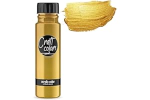 Craft Colors® Colore acrilico di alta qualità, oro nobile, 250 ml, prodotto in Germania, pigmenti di alta qualità, colore creativo con elevata opacità, asciugatura rapida