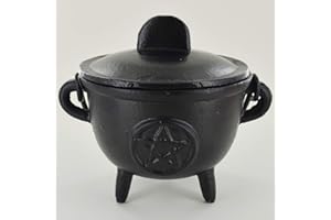 FIESTA STUDIOS Cast Iron Cauldron Pentagram Medium Witch & Magic Accessory for Wicca Potions Neopaganism Gift