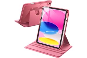 JETech Roterande Fodral för iPad (A16) 11:e/10:e Gen., Rosa | För 2025/2022 Modell, 360° Rotation Stativ, Transparent Baksidesdesign, Automatisk Väckning/Sömn, Pennhållare, Fullt Skydd
