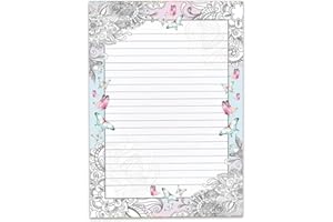 ‎LIMONIA Briefpapier Schreibblock liniert zum Ausmalen für Mädchen Kinder Schule Schmetterlinge Blumen (1 Block A5 mit 25 Blättern)