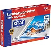 KRAF LAMİNASYON FİLMİ PARLAK A4 75 Mic.100 L&Uuml; 2121