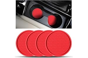 ACOBETEYLN 4 Packs Car Cup Holder Coasters 7cm Anti-Slip Silicone Auto Insert Cup Coaster Non-Slip Vehicle Cup Mats for Women and Men Interior Accessories Universal for Most Cars Trucks(Red)