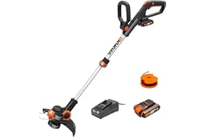 WORX 20V Cordless Grass Trimmer WG163E.3 with Fast Charger, 2 x 2,0Ah Batteries, PowerShare, 2-in-1 Strimmer/Edger, 90° Head pivots, Command Feed System