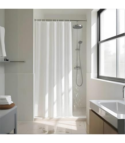 EurCross Douchegordijn, breedte 200 x 200 cm, linnen gestructureerd, zware waterdichte textielstof, douchegordijn, donkergrijs, luxe, wasbaar, antischimmel, badgordijn met 14 ringen