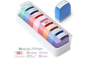 FOREVERUP Lot de 8 Tampon Encreur Enseignant Français, Tampons Enseignants Français, Tampon Encreur pour Enfant avec Boîte, Tampon Maitresse décole pour Cadeau Professeur et Encourager Élèves, Multicolore