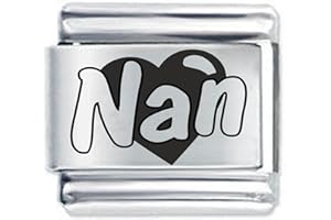 DAISY CHARM ETCHED NAN EMBOSSED HEART - Compatible with all 9mm Italian Style Charm Bracelets